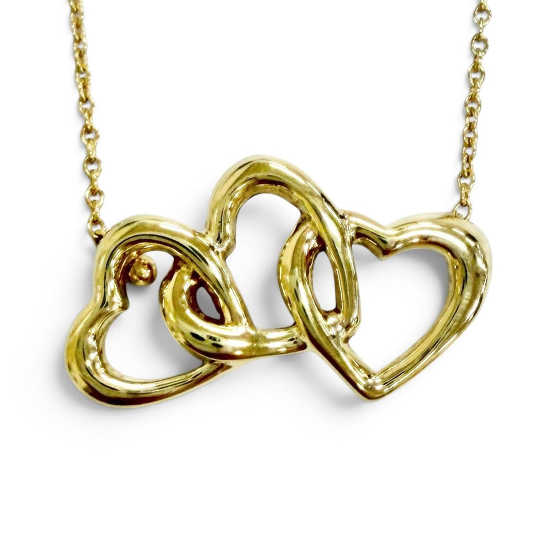 Excellent TIFFANY&Co. Necklace Triple Heart Necklace 750(YG) K18(YG) Yellow Gold
