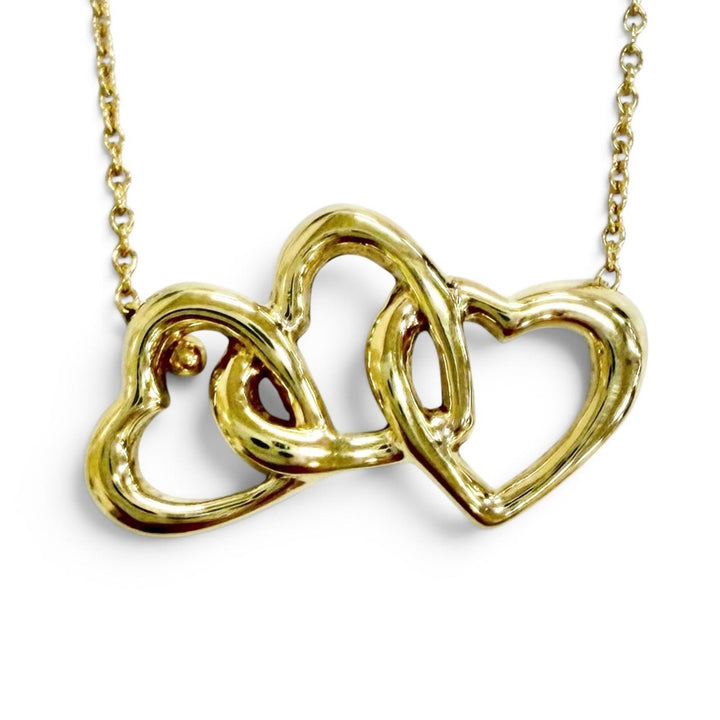 Excellent TIFFANY&Co. Necklace Triple Heart Necklace 750(YG) K18(YG) Yellow Gold