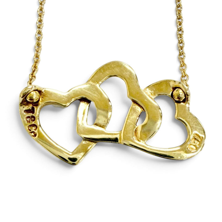 Excellent TIFFANY&Co. Necklace Triple Heart Necklace 750(YG) K18(YG) Yellow Gold
