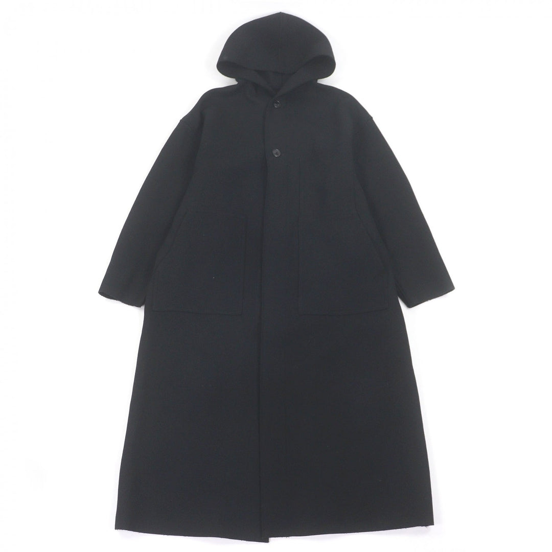 Excellent HYKE coat Hooded work coat black wool mens 1 232-17397