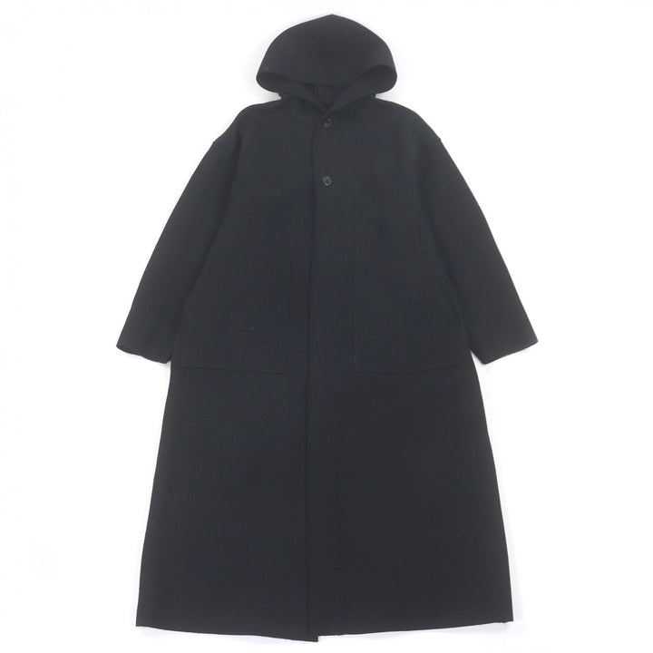 Excellent HYKE coat Hooded work coat black wool mens 1 232-17397