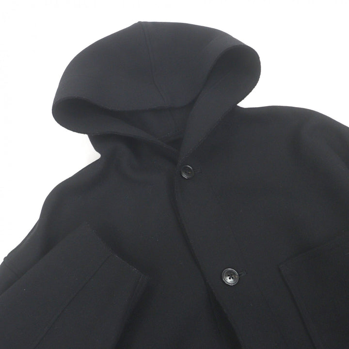 Excellent HYKE coat Hooded work coat black wool mens 1 232-17397