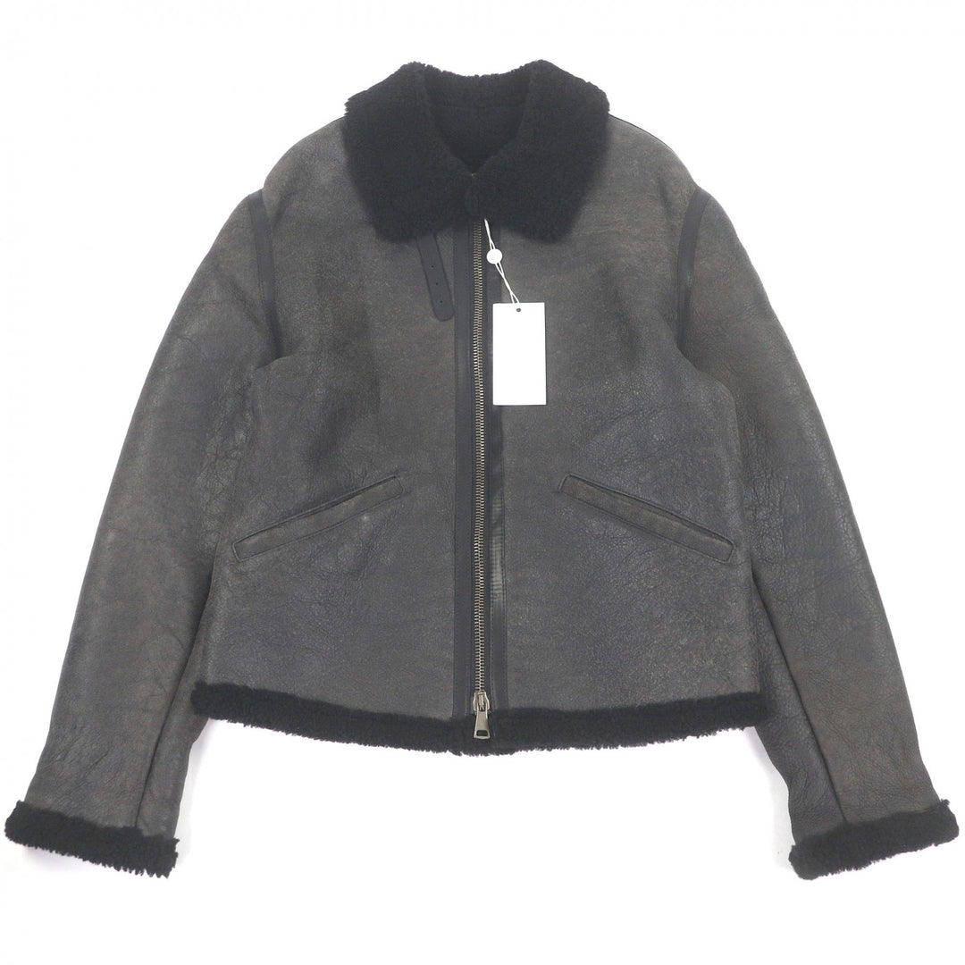 Excellent ALBERTO BRESCI Mouton jacket Flight jacket black Lamb leather