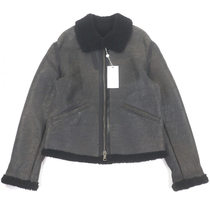 Excellent ALBERTO BRESCI Mouton jacket Flight jacket black Lamb leather