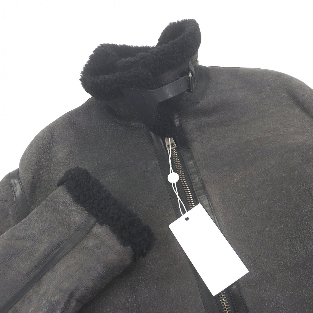 Excellent ALBERTO BRESCI Mouton jacket Flight jacket black Lamb leather