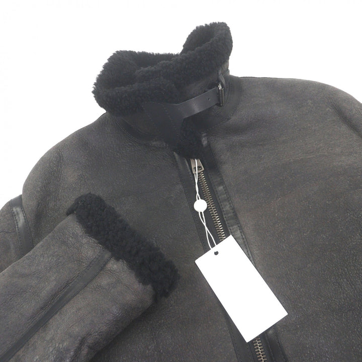Excellent ALBERTO BRESCI Mouton jacket Flight jacket black Lamb leather