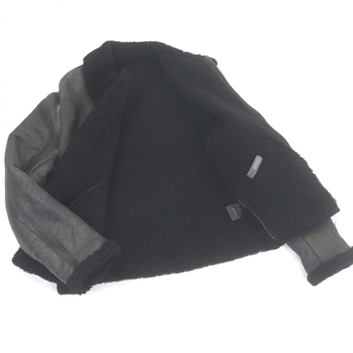 Excellent ALBERTO BRESCI Mouton jacket Flight jacket black Lamb leather
