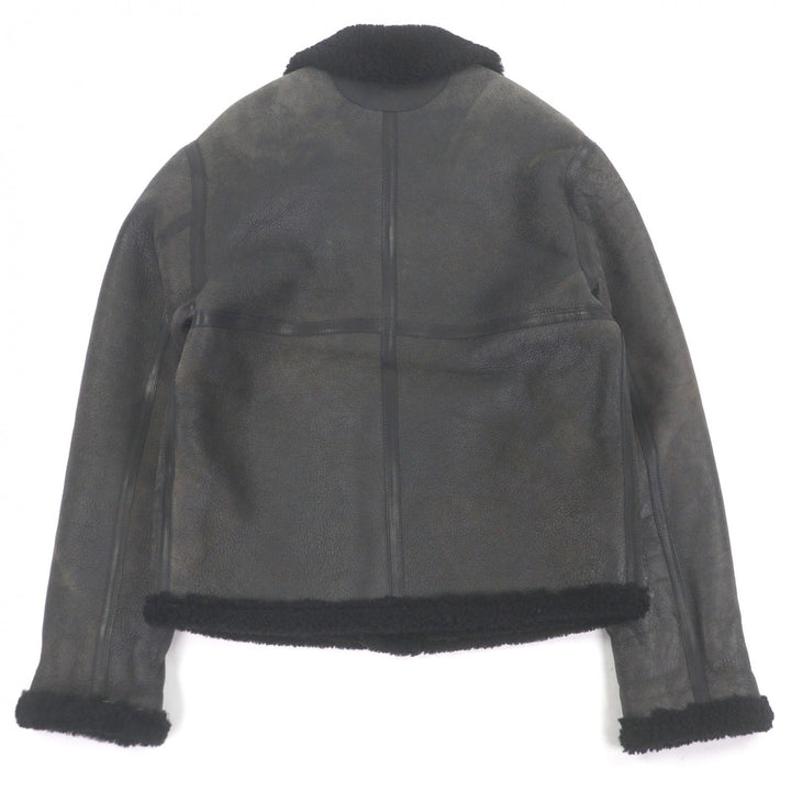 Excellent ALBERTO BRESCI Mouton jacket Flight jacket black Lamb leather