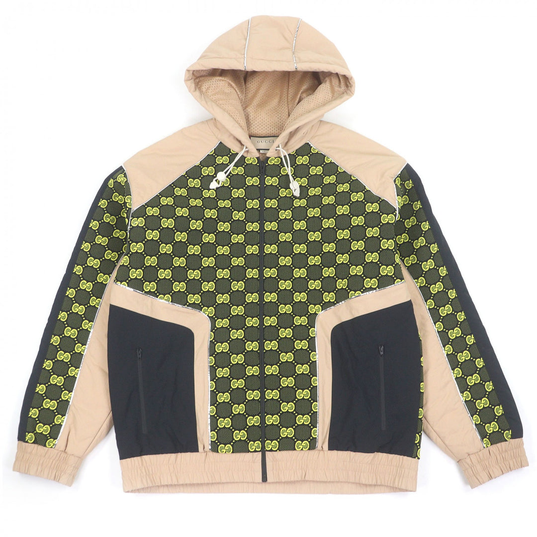 Pristine GUCCI Blouson GG Jersey Zip Hoodie Custom Jacket beige