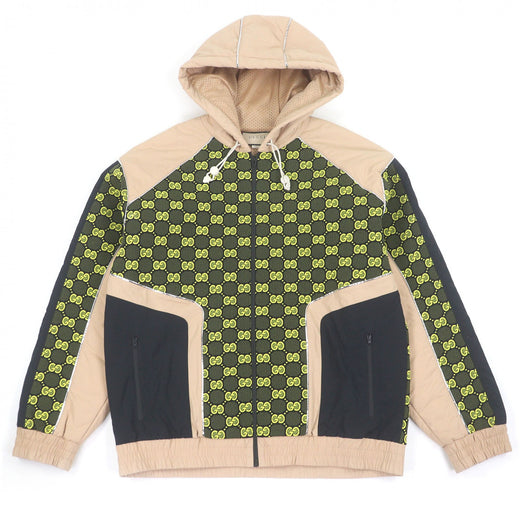Pristine GUCCI Blouson GG Jersey Zip Hoodie Custom Jacket beige