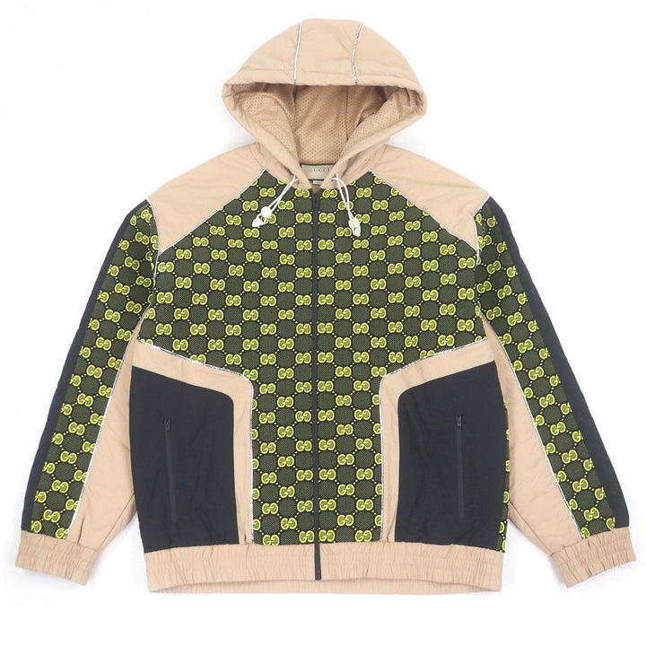 Pristine GUCCI Blouson GG Jersey Zip Hoodie Custom Jacket beige