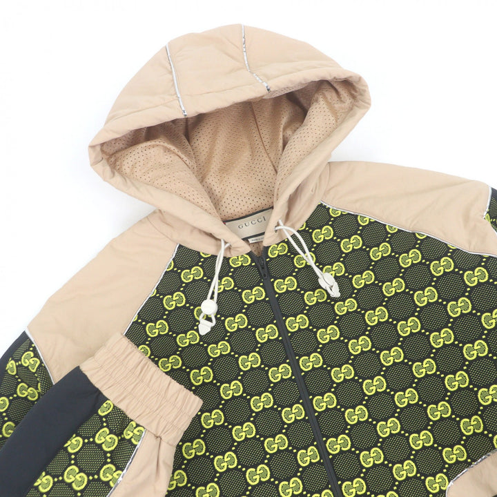Pristine GUCCI Blouson GG Jersey Zip Hoodie Custom Jacket beige