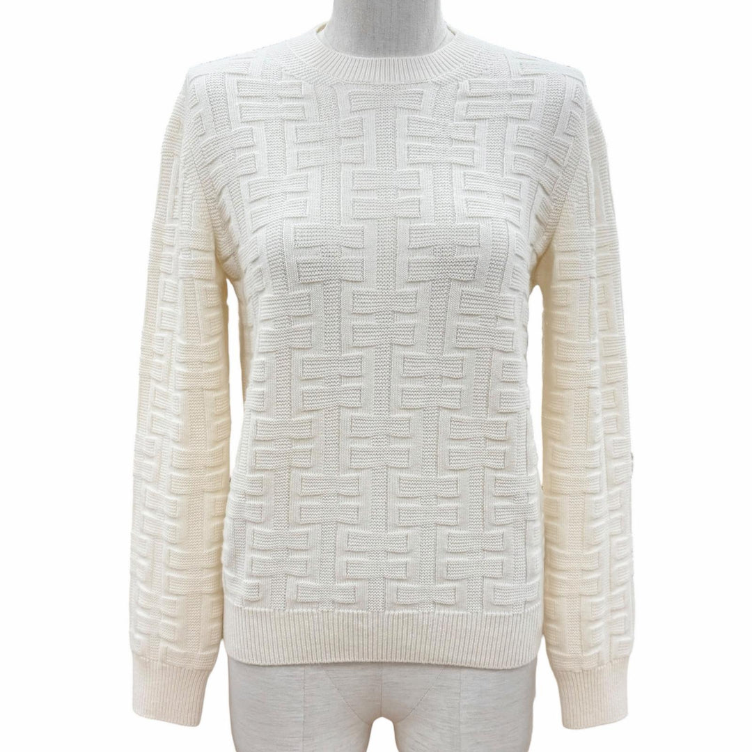 Pristine HERMES knit off white Virgin wool Women 36