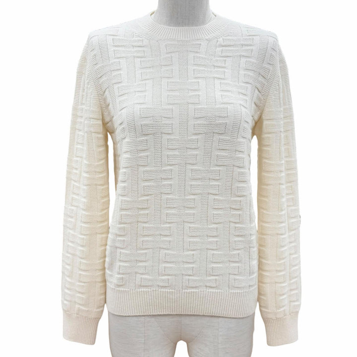 Pristine HERMES knit off white Virgin wool Women 36