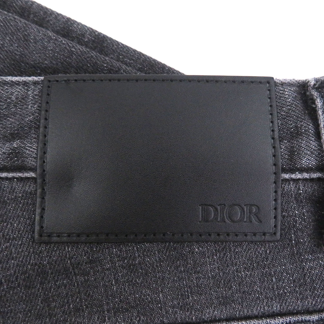 Excellent DIOR Denim pants Logo leather patch gray cotton mens 29