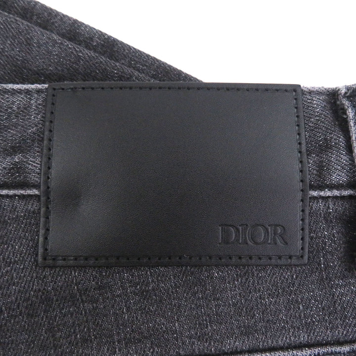 Excellent DIOR Denim pants Logo leather patch gray cotton mens 29