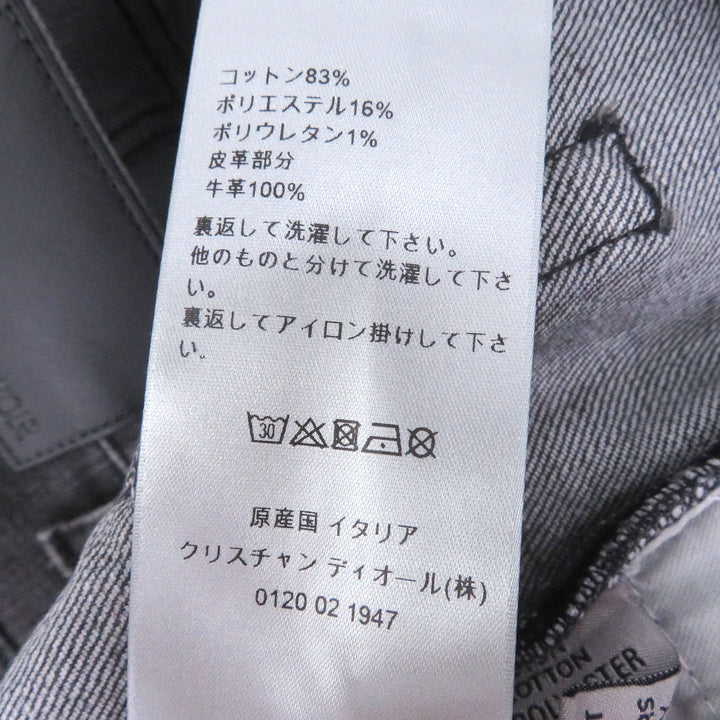 Excellent DIOR Denim pants Logo leather patch gray cotton mens 29