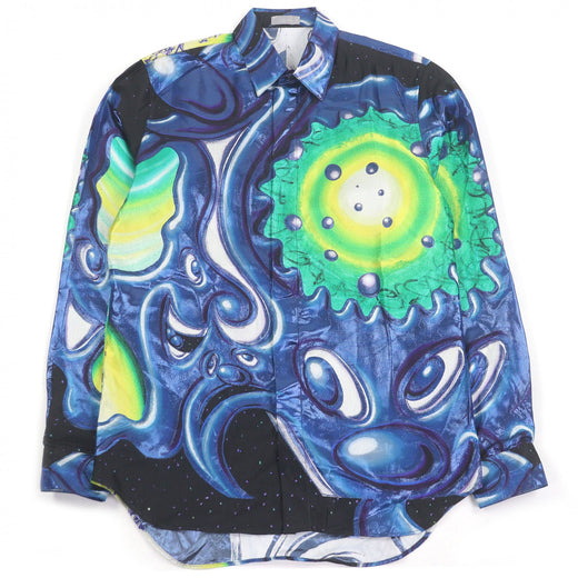 Pristine DIOR Long sleeve shirt Kenny Scharf graphic print Blue silk