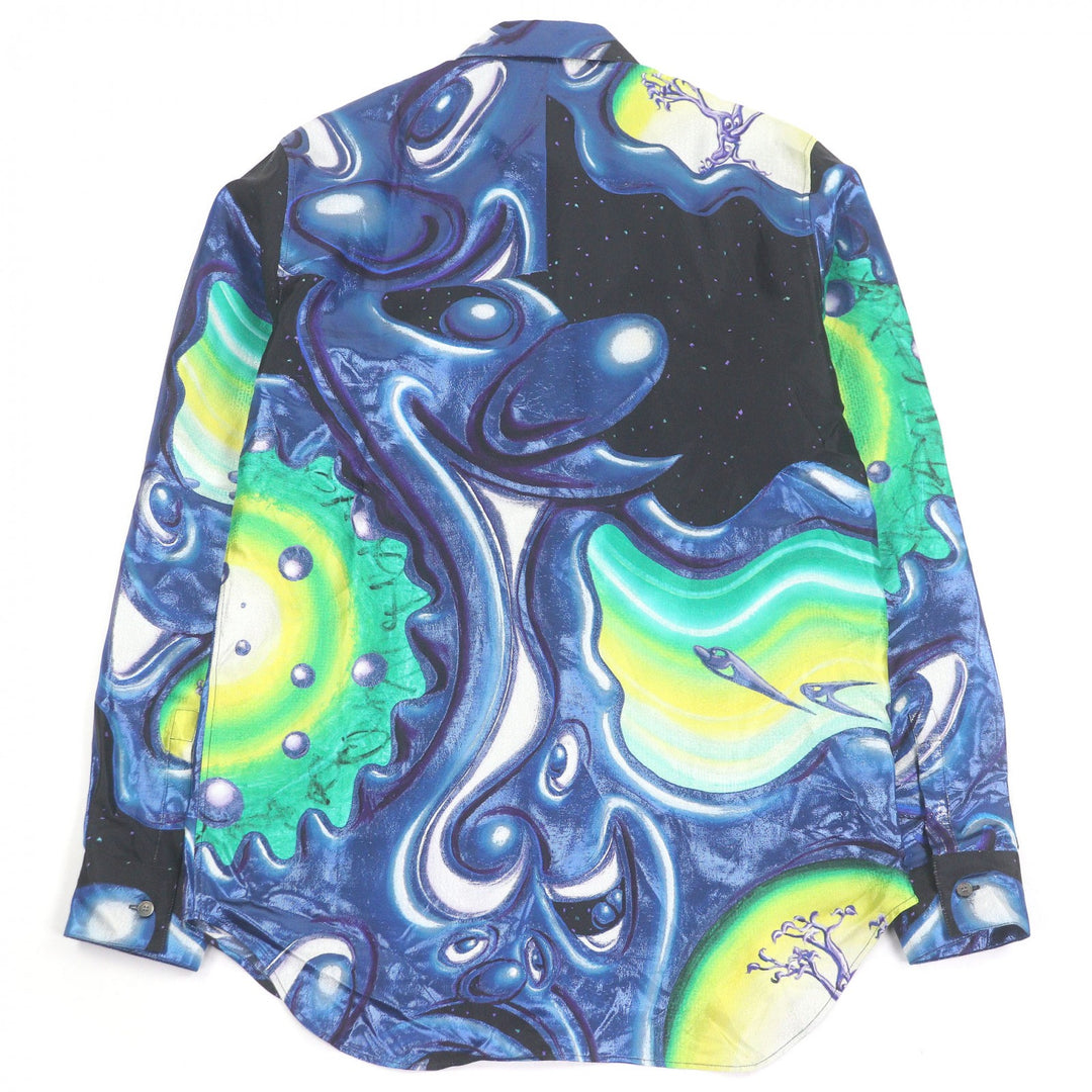 Pristine DIOR Long sleeve shirt Kenny Scharf graphic print Blue silk