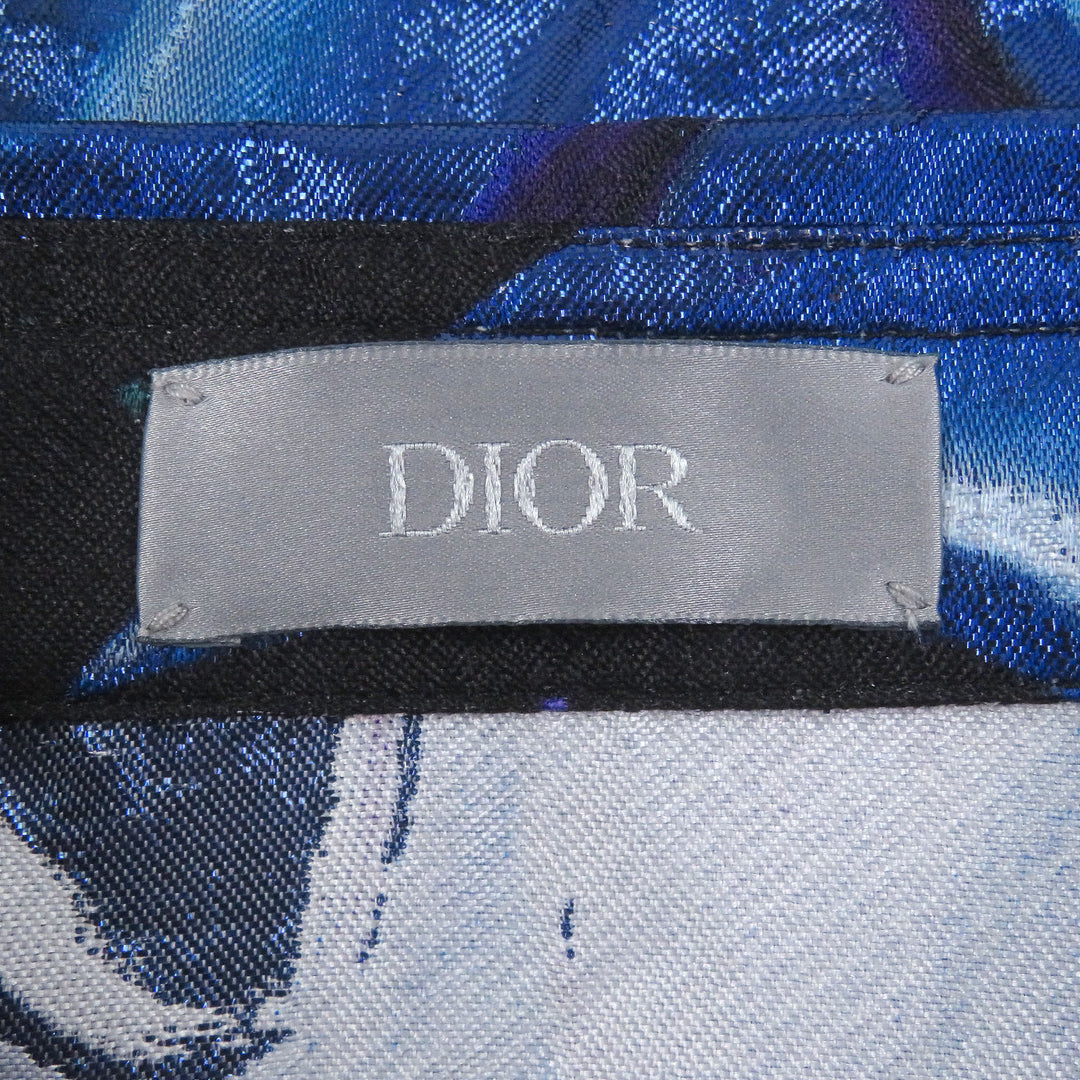 Pristine DIOR Long sleeve shirt Kenny Scharf graphic print Blue silk