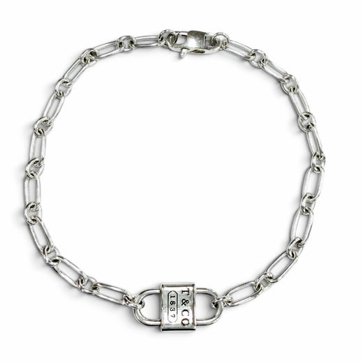 Great TIFFANY&Co. bracelet 1837 Medium Double Lock Silver AG925 Women