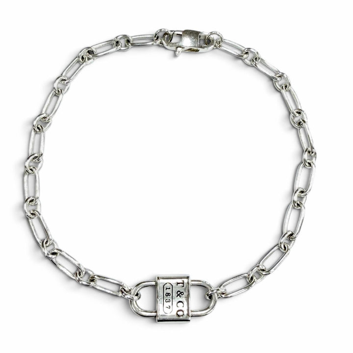 Great TIFFANY&Co. bracelet 1837 Small Double Lock Silver AG925 Women