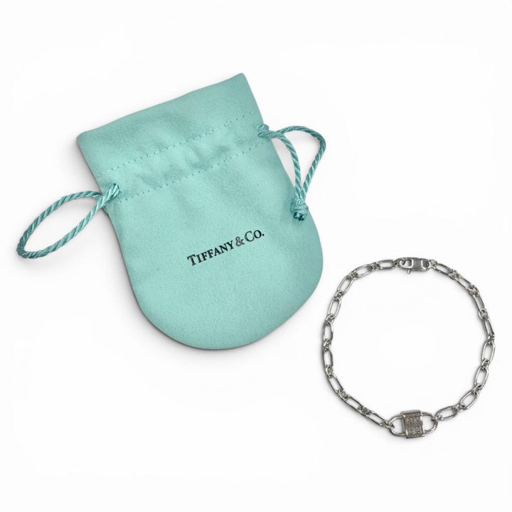 Great TIFFANY&Co. bracelet 1837 Small Double Lock Silver AG925 Women