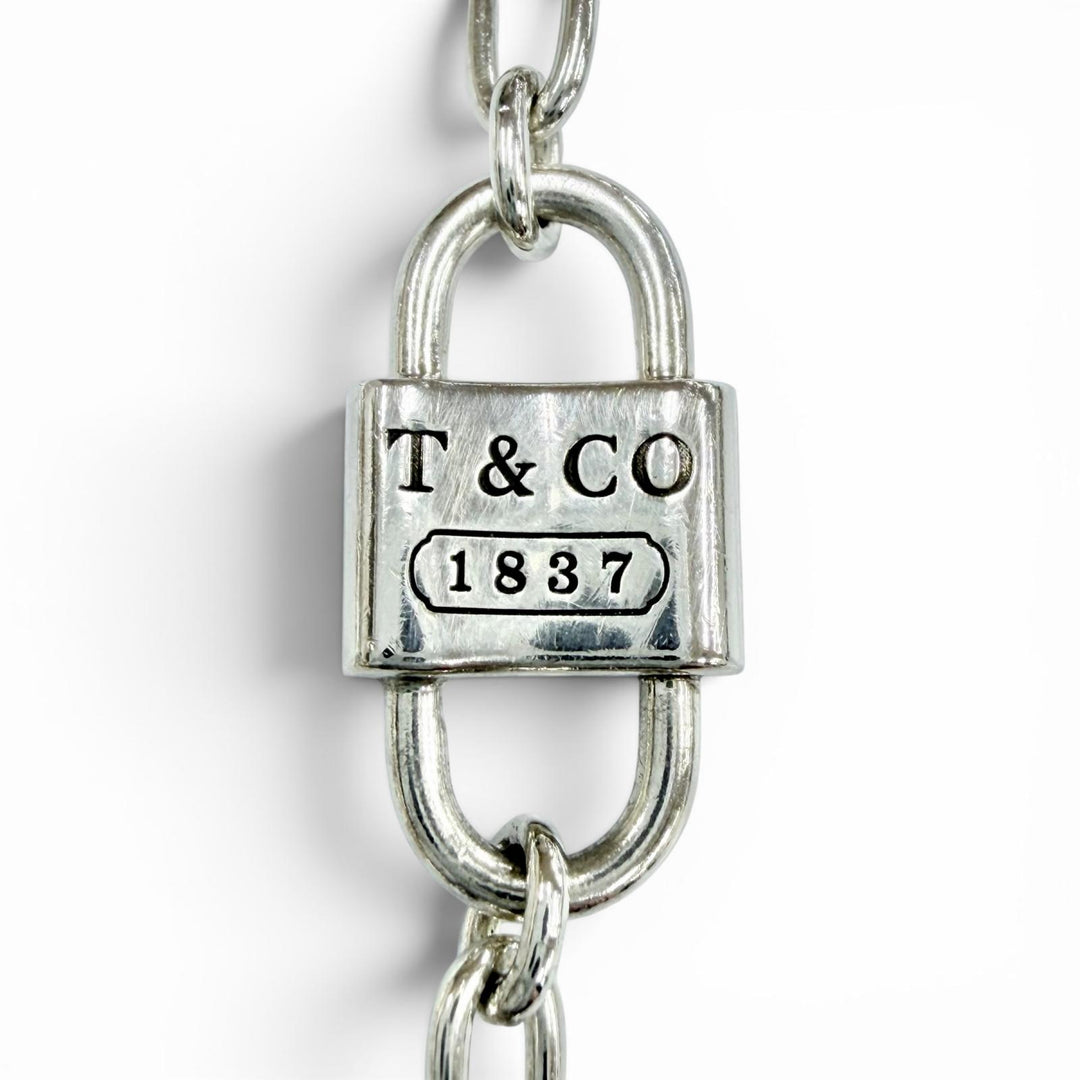 Great TIFFANY&Co. bracelet 1837 Small Double Lock Silver AG925 Women