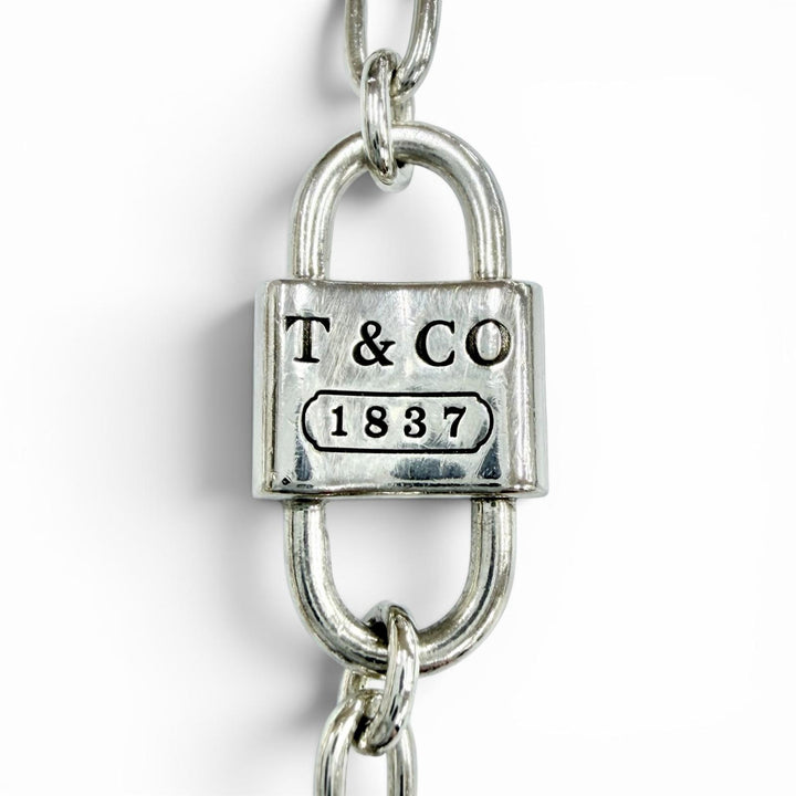 Great TIFFANY&Co. bracelet 1837 Small Double Lock Silver AG925 Women