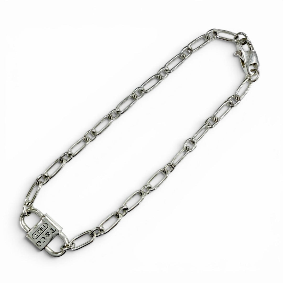 Great TIFFANY&Co. bracelet 1837 Small Double Lock Silver AG925 Women