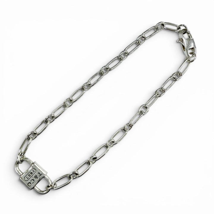Great TIFFANY&Co. bracelet 1837 Small Double Lock Silver AG925 Women