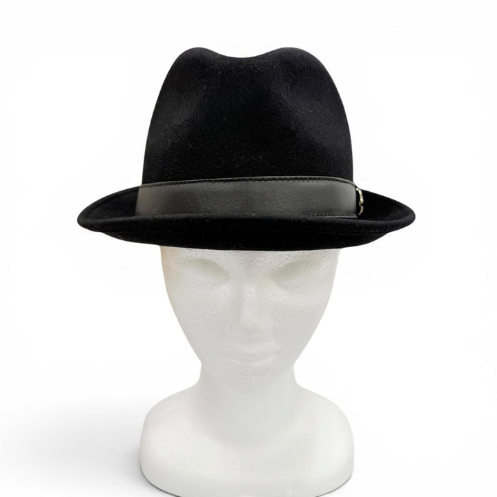 Pristine GUCCI hat Leather felt hat with interlocking GMetal black wool mens XL