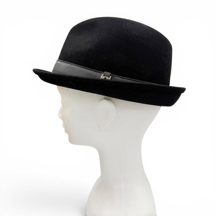 Pristine GUCCI hat Leather felt hat with interlocking GMetal black wool mens XL