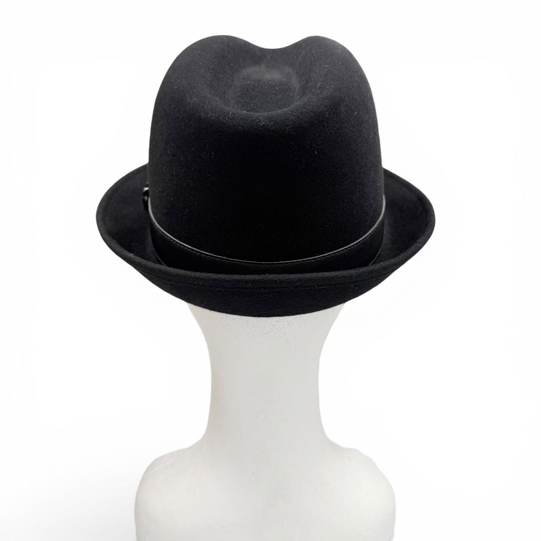 Pristine GUCCI hat Leather felt hat with interlocking GMetal black wool mens XL