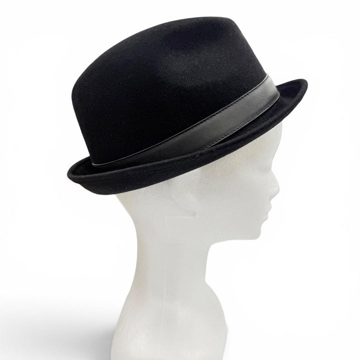 Pristine GUCCI hat Leather felt hat with interlocking GMetal black wool mens XL