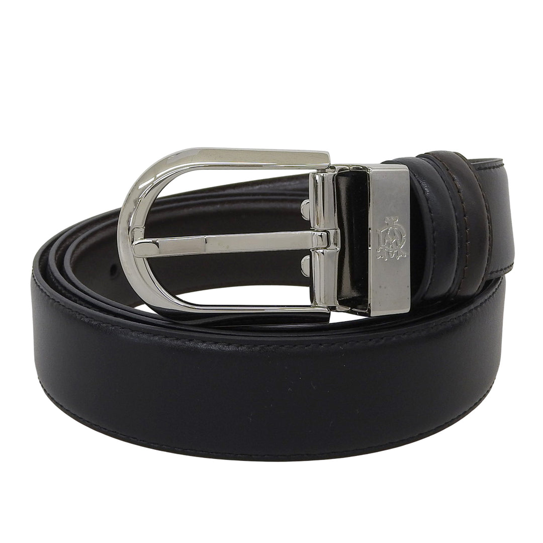 Excellent Dunhill belt reversible black leather mens