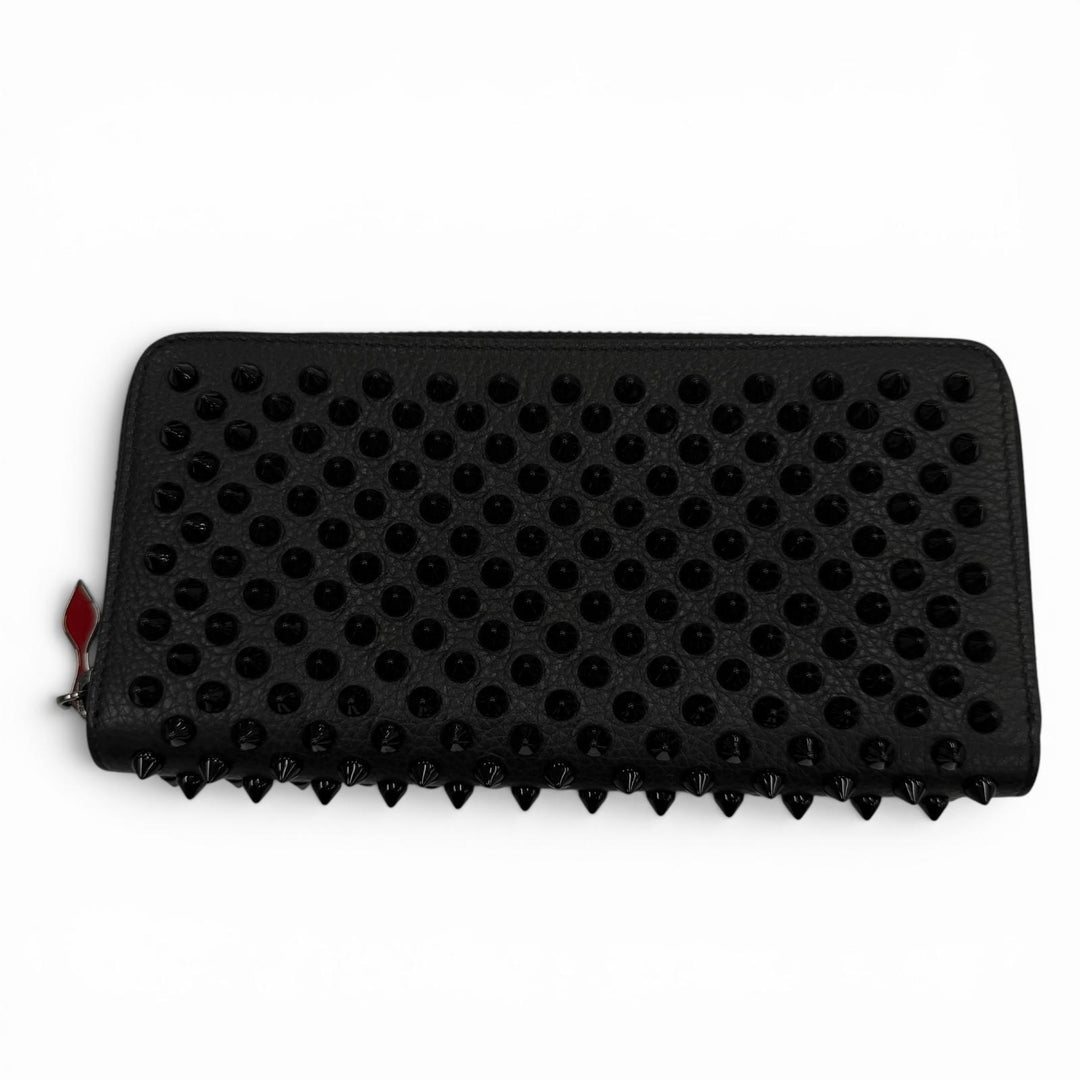 Excellent Christian Louboutin Purse Panettone spike studs black leather mens