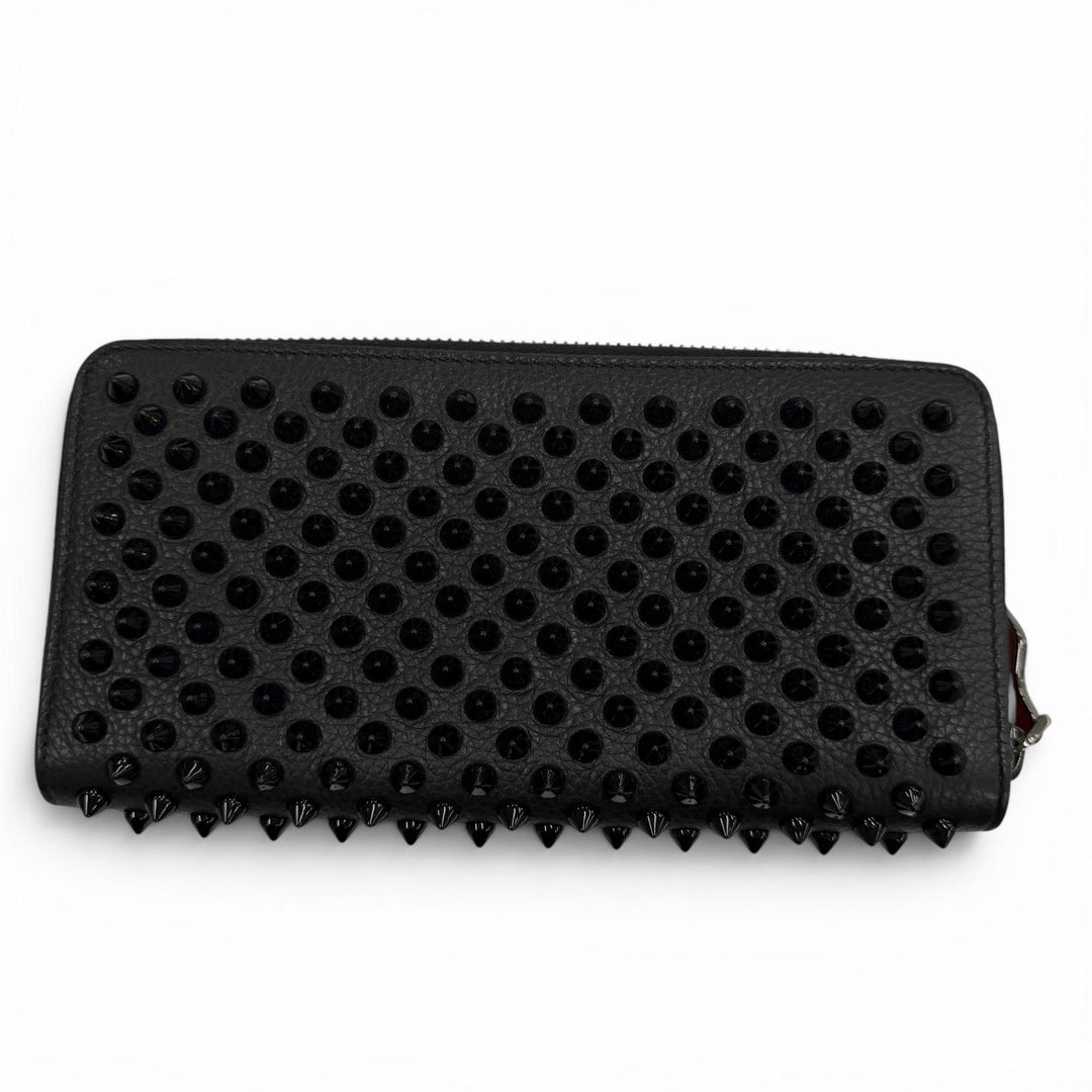 Excellent Christian Louboutin Purse Panettone spike studs black leather mens