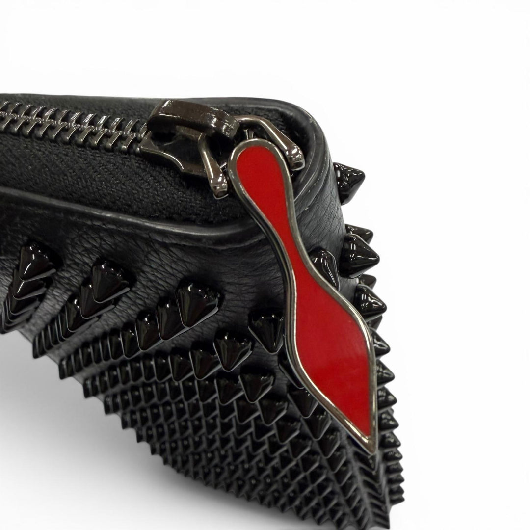 Excellent Christian Louboutin Purse Panettone spike studs black leather mens