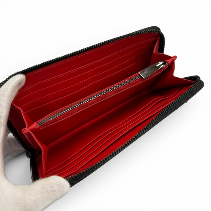 Excellent Christian Louboutin Purse Panettone spike studs black leather mens