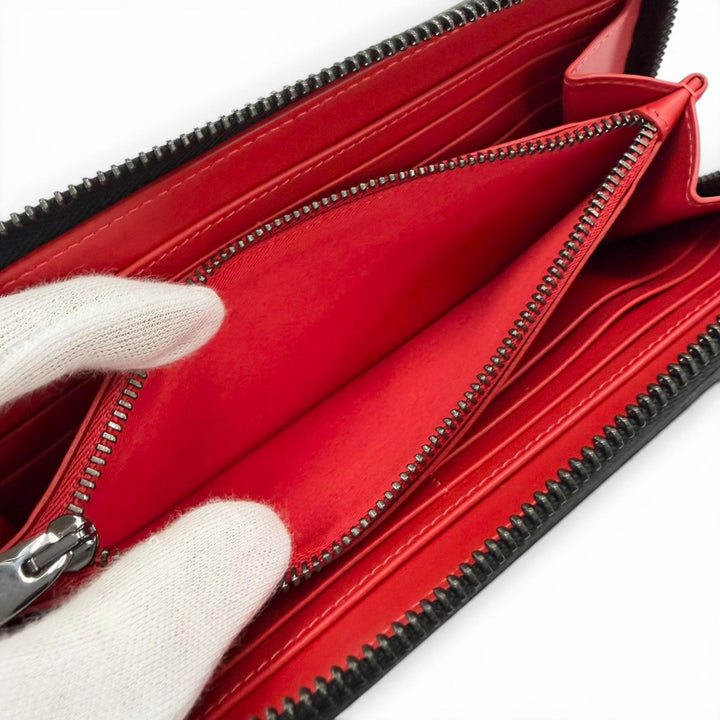Excellent Christian Louboutin Purse Panettone spike studs black leather mens