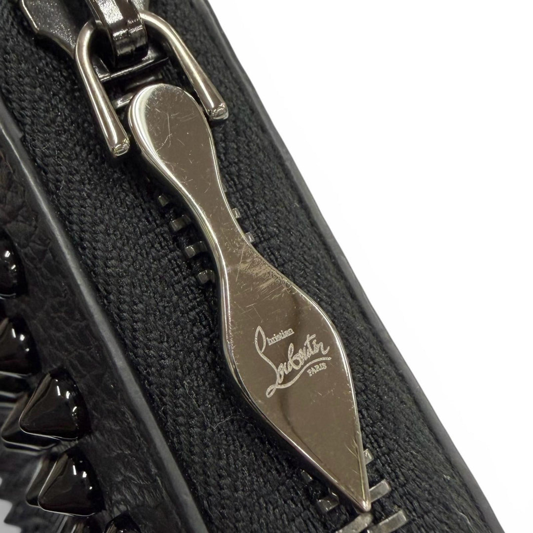 Excellent Christian Louboutin Purse Panettone spike studs black leather mens
