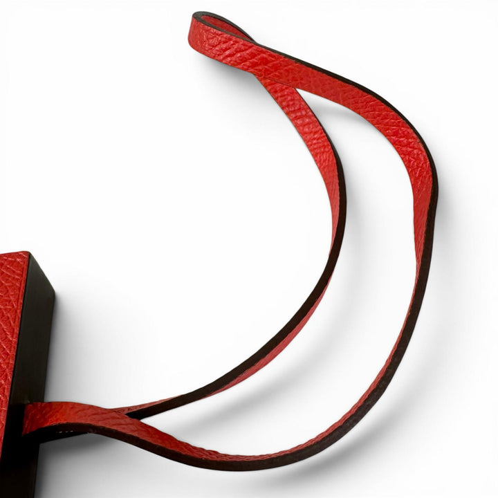 Great HERMES charm Lettuce au Carre Initial M bag Red Epsom Leather Women