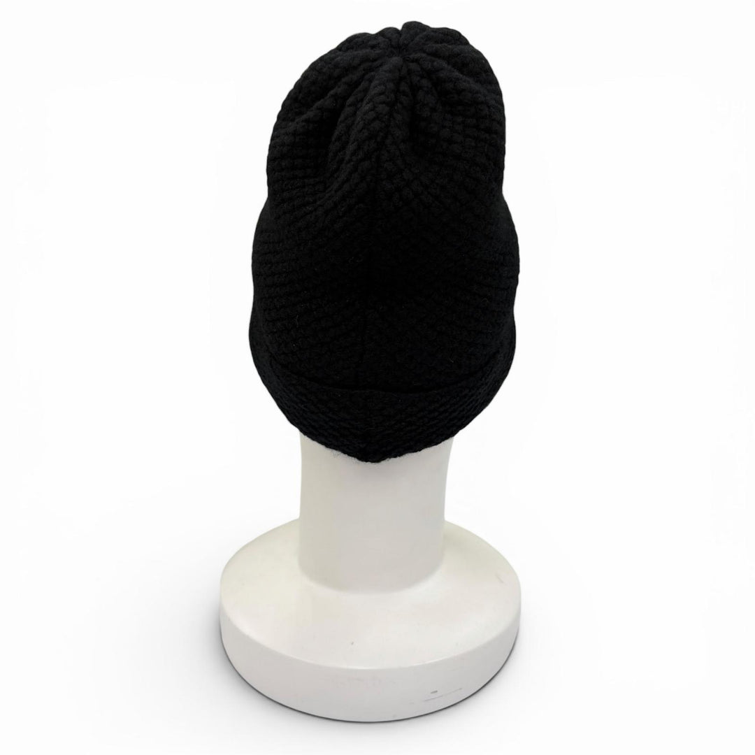Great CHANEL Knit cap COCO Mark embroidered beanie knit hat black cashmere 15B