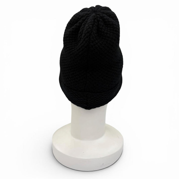 Great CHANEL Knit cap COCO Mark embroidered beanie knit hat black cashmere 15B