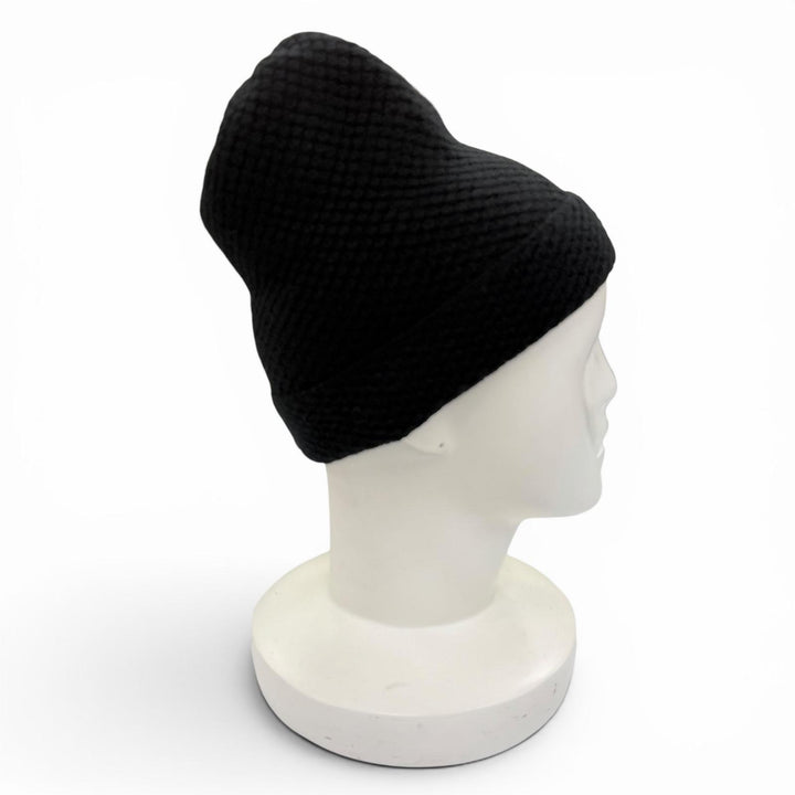 Great CHANEL Knit cap COCO Mark embroidered beanie knit hat black cashmere 15B