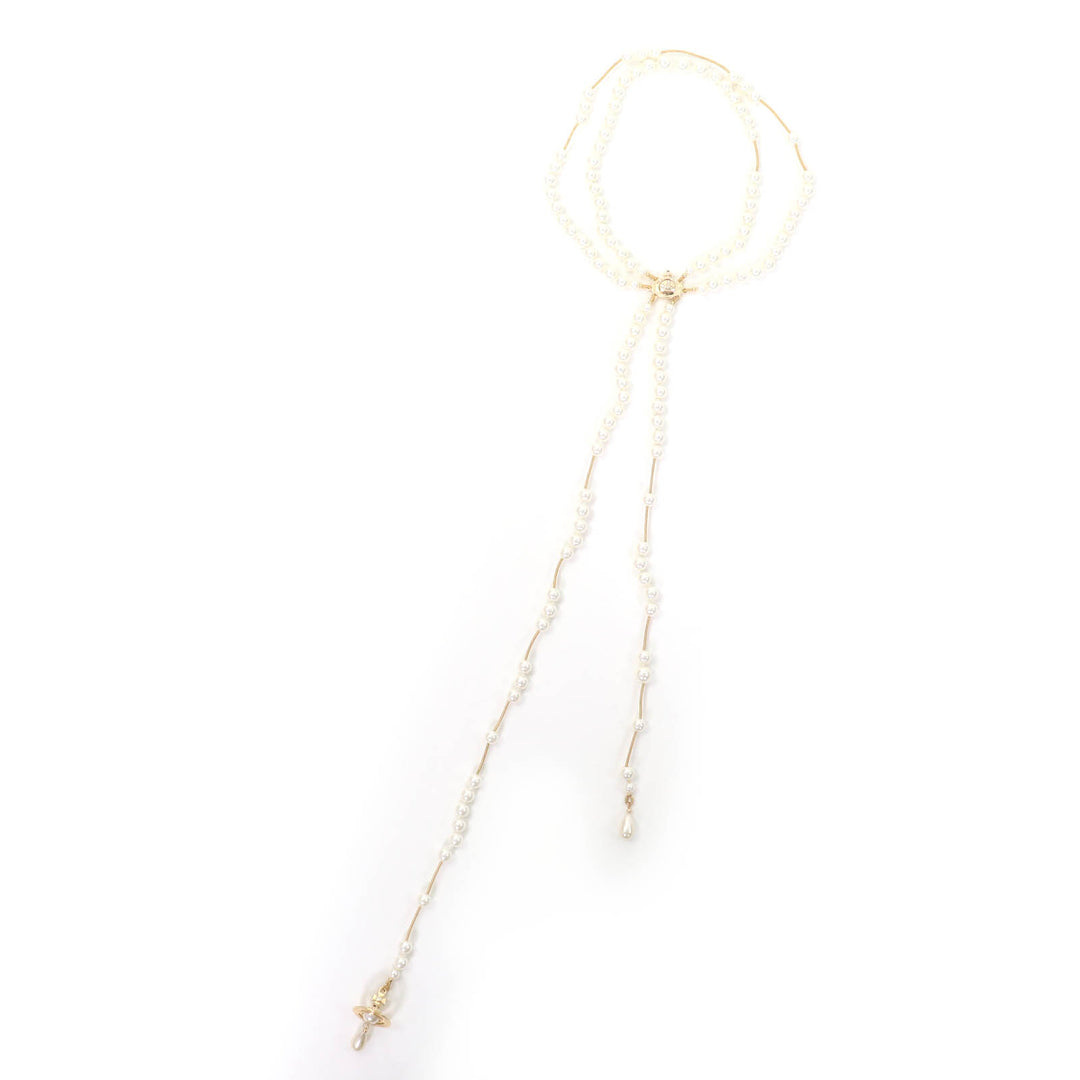 Great Vivienne Westwood Necklace Broken Pearl Choker with Rhinestones gold