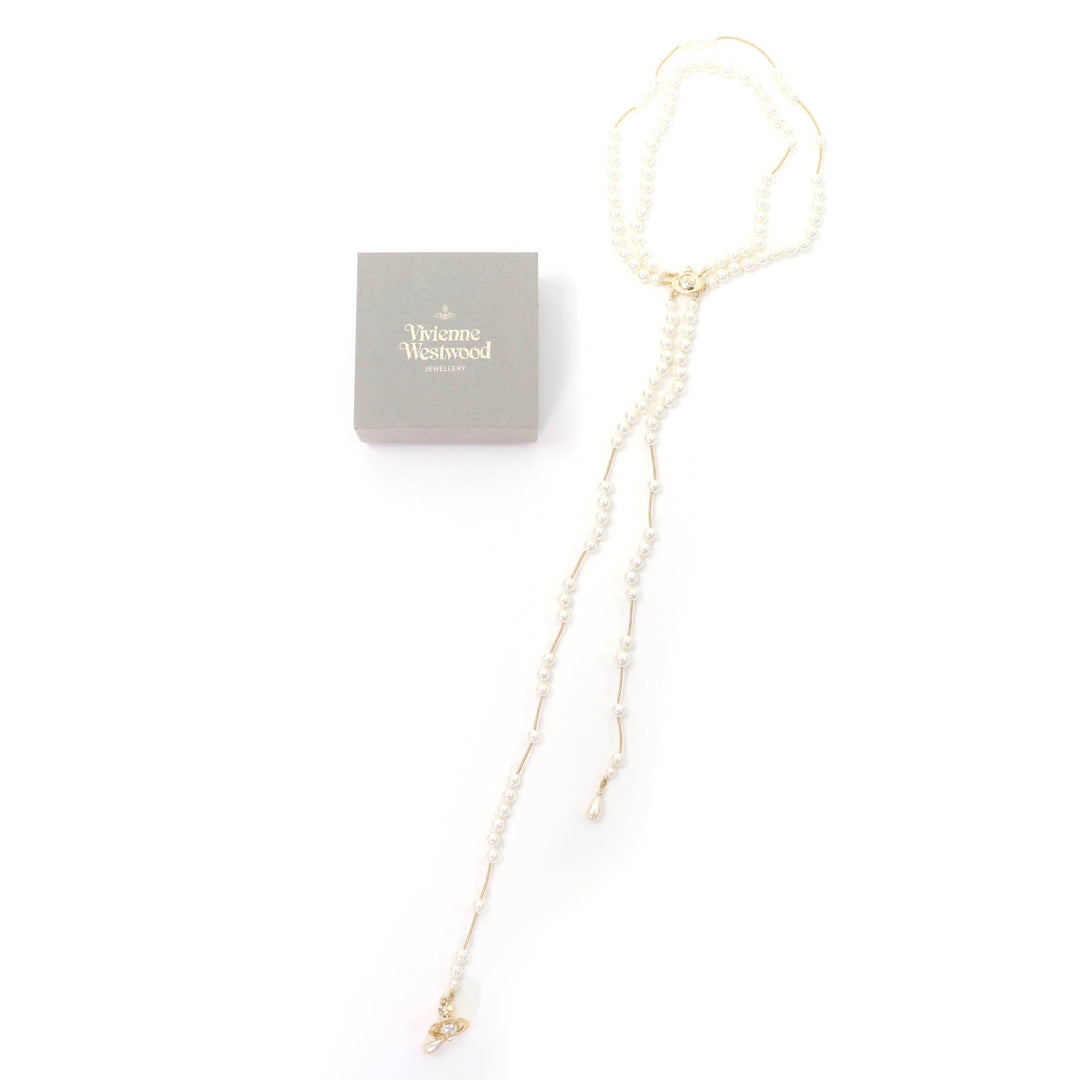 Great Vivienne Westwood Necklace Broken Pearl Choker with Rhinestones gold