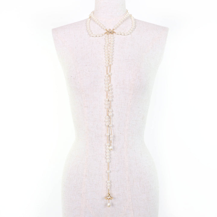 Great Vivienne Westwood Necklace Broken Pearl Choker with Rhinestones gold