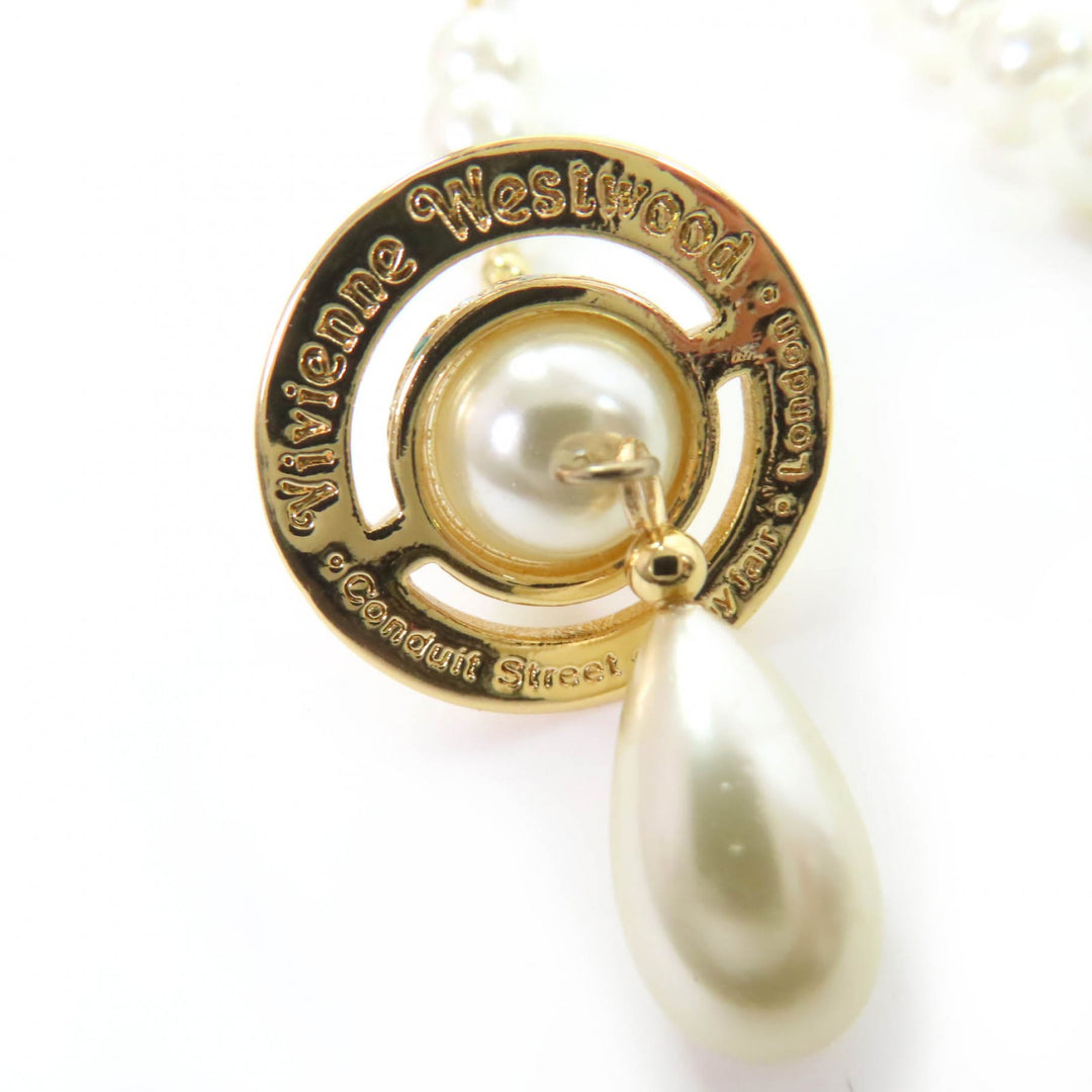 Great Vivienne Westwood Necklace Broken Pearl Choker with Rhinestones gold